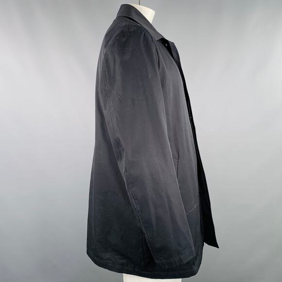 BARNEYS NEW YORK Size 46 Black Cotton Hidden Buttons Trench Coat - Picture 3 of 10